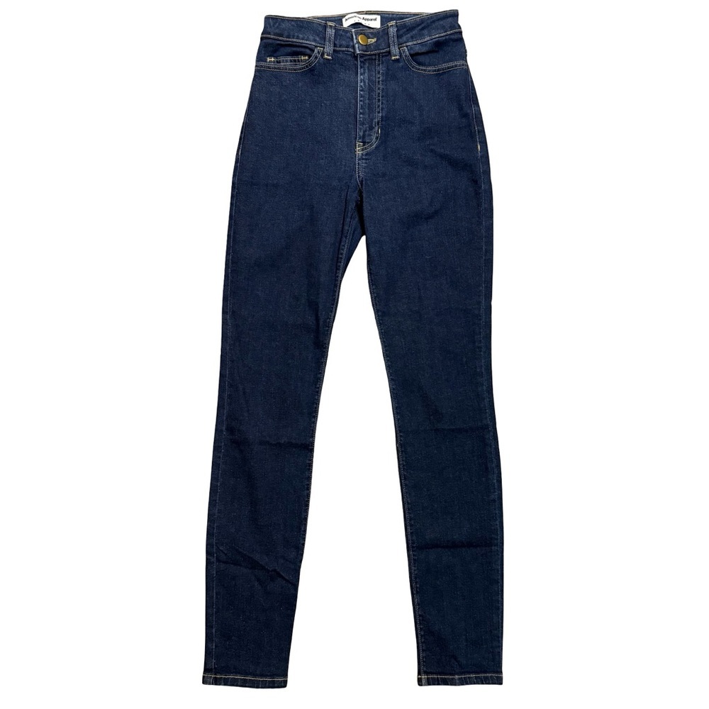 American Apparel Dark Blue High Rise Stretch Skinny Jeans Size 27 Minimalist